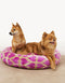 HEART ROUND DOG BED - BEIGE / PINK