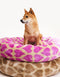 HEART ROUND DOG BED - BEIGE / PINK