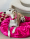 Swirl round dog bed - magenta